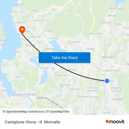 Castiglione Olona to Monvalle map