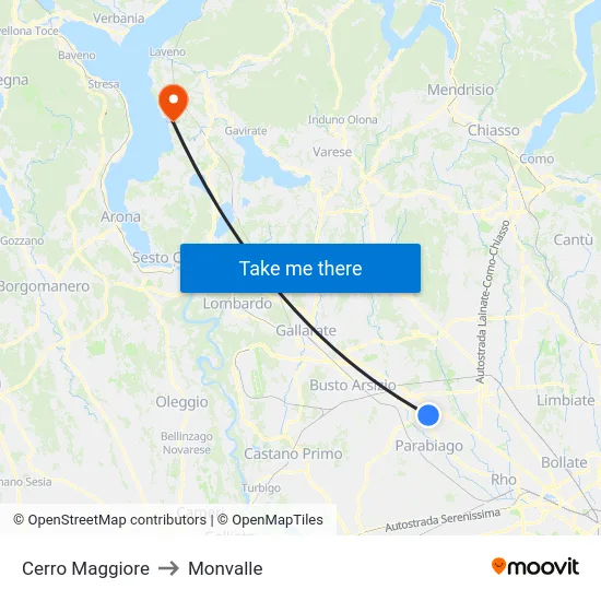 Cerro Maggiore to Monvalle map