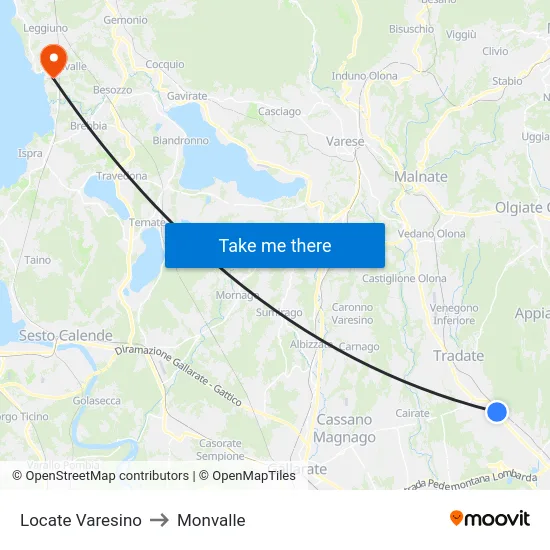 Locate Varesino to Monvalle map