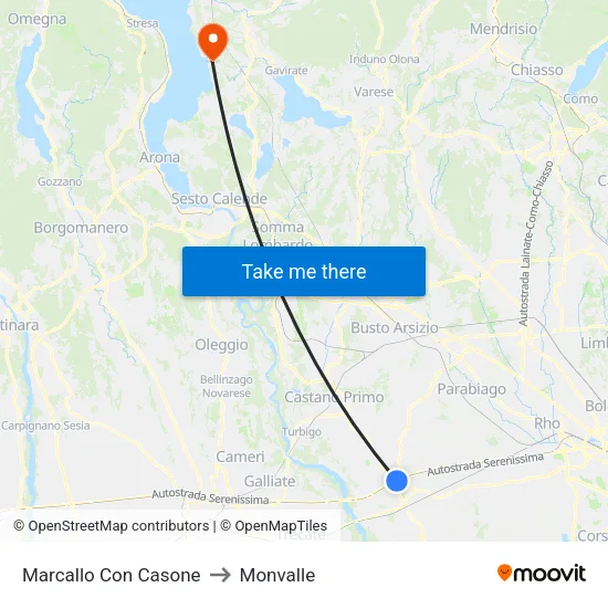 Marcallo con Casone to Monvalle map