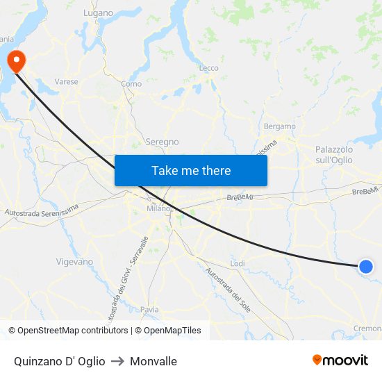 Quinzano D' Oglio to Monvalle map