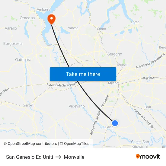 San Genesio Ed Uniti to Monvalle map