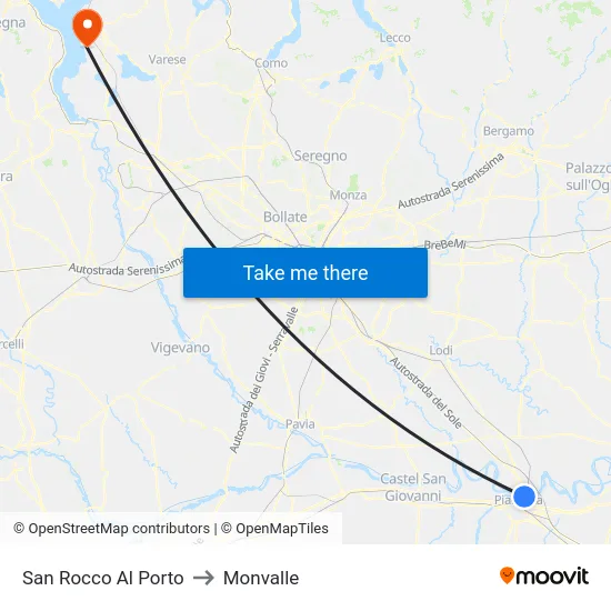 San Rocco Al Porto to Monvalle map