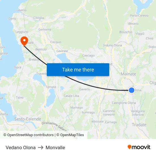 Vedano Olona to Monvalle map