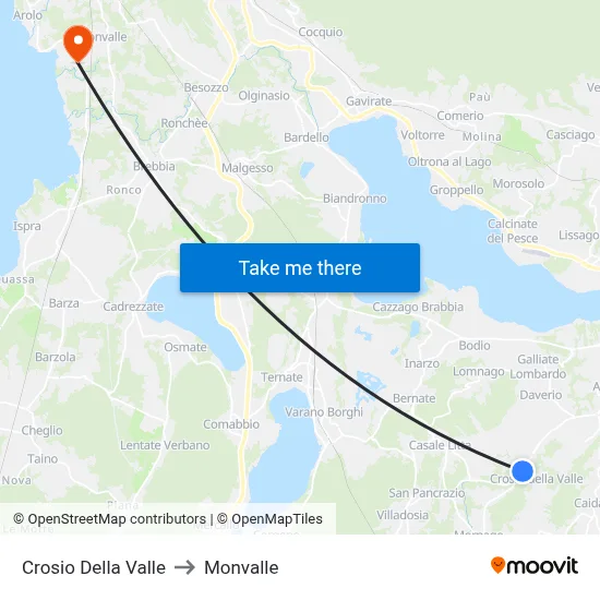 Crosio Della Valle to Monvalle map