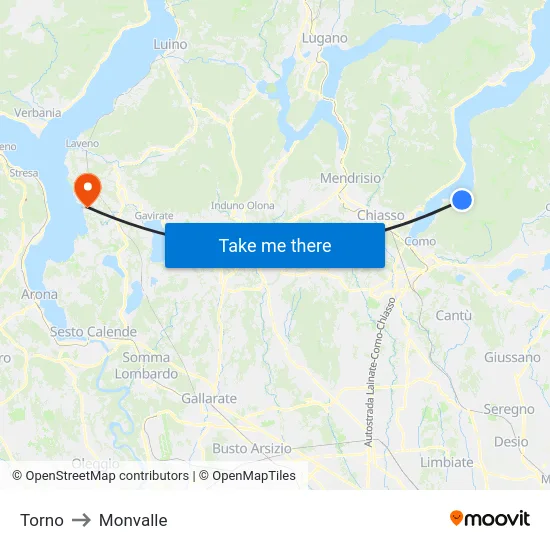 Torno to Monvalle map