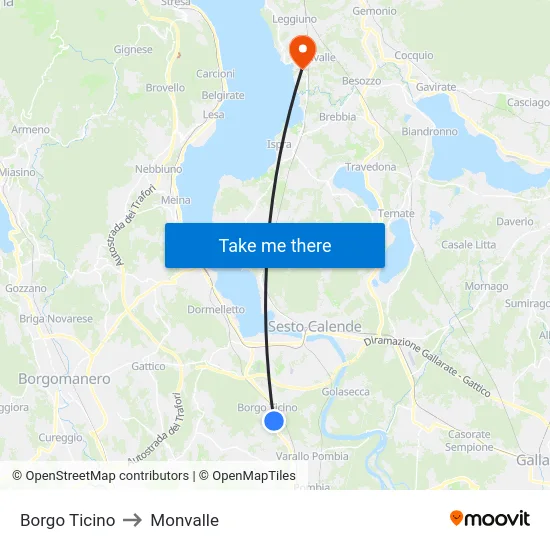 Borgo Ticino to Monvalle map