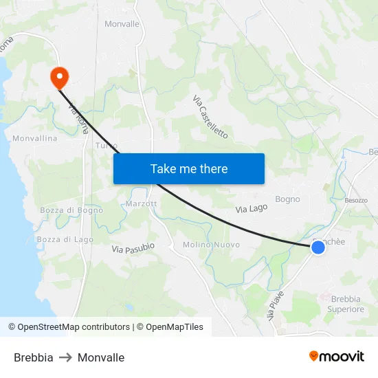 Brebbia to Monvalle map