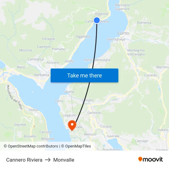 Cannero Riviera to Monvalle map