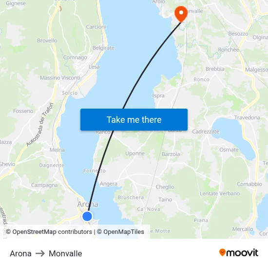 Arona to Monvalle map