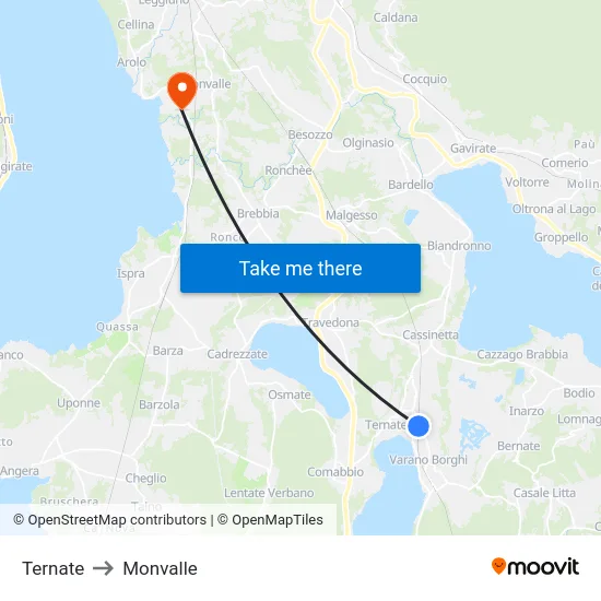 Ternate to Monvalle map