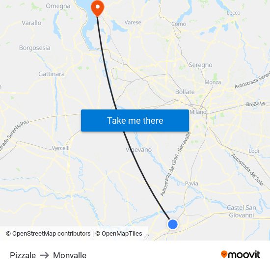 Pizzale to Monvalle map