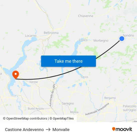 Castione Andevenno to Monvalle map