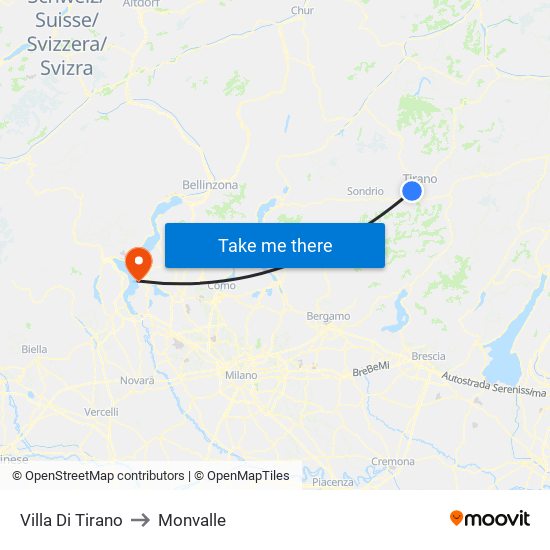 Villa Di Tirano to Monvalle map