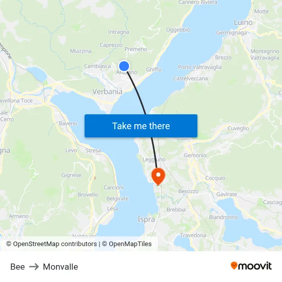 Bee to Monvalle map