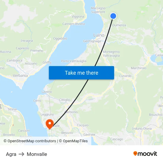 Agra to Monvalle map