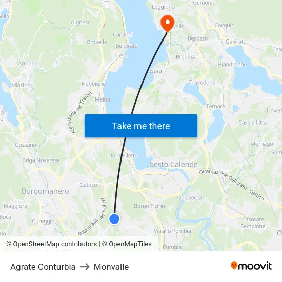 Agrate Conturbia to Monvalle map