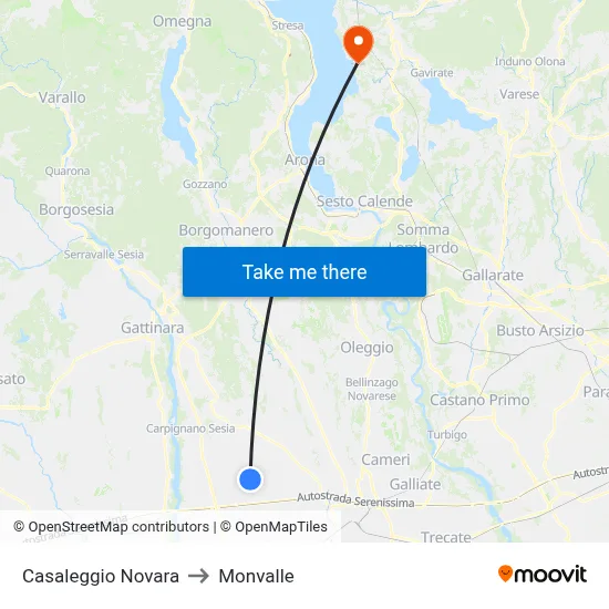 Casaleggio Novara to Monvalle map