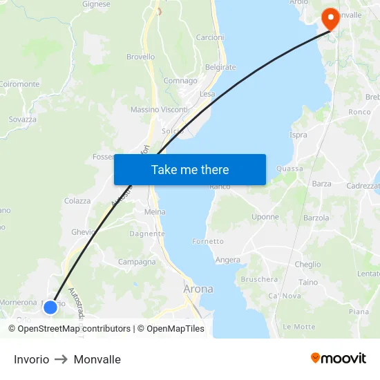 Invorio to Monvalle map