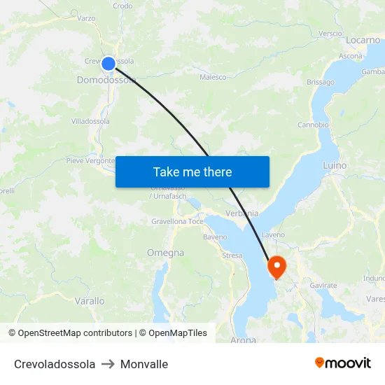 Crevoladossola to Monvalle map