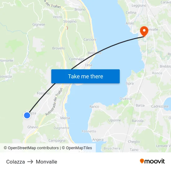 Colazza to Monvalle map