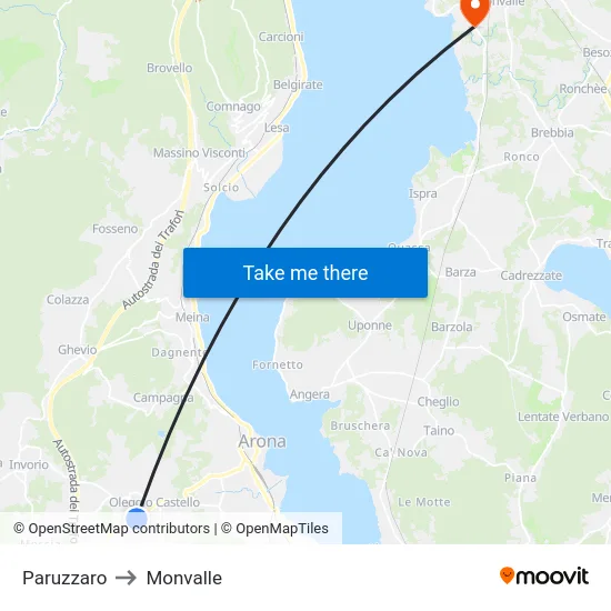 Paruzzaro to Monvalle map