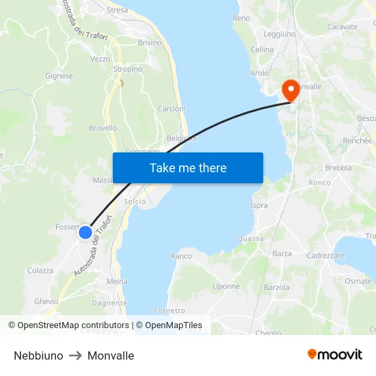 Nebbiuno to Monvalle map
