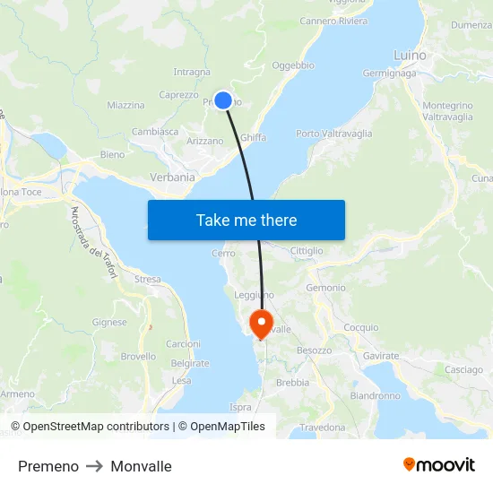 Premeno to Monvalle map