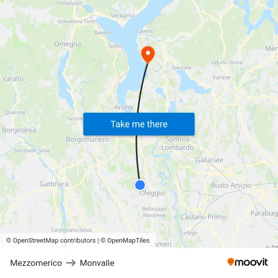 Mezzomerico to Monvalle map