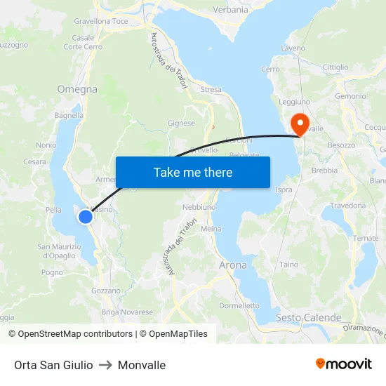 Orta San Giulio to Monvalle map