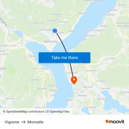 Vignone to Monvalle map