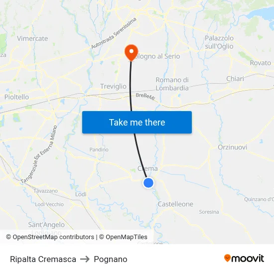 Ripalta Cremasca to Pognano map