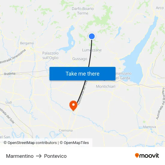 Marmentino to Pontevico map