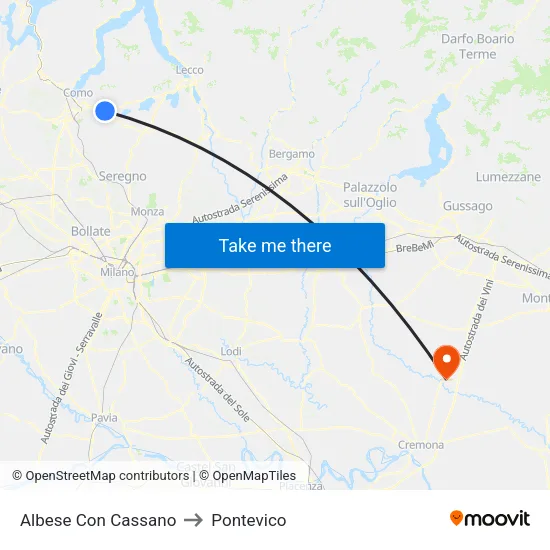 Albese con Cassano to Pontevico map