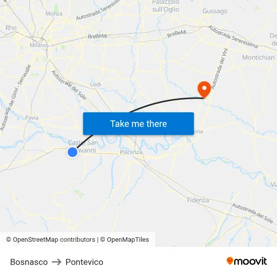 Bosnasco to Pontevico map