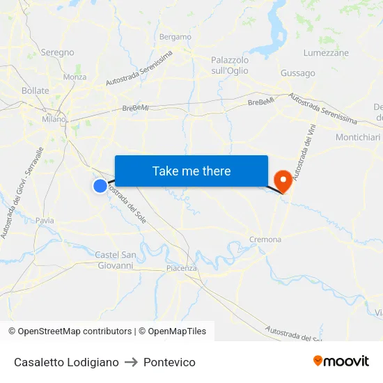Casaletto Lodigiano to Pontevico map