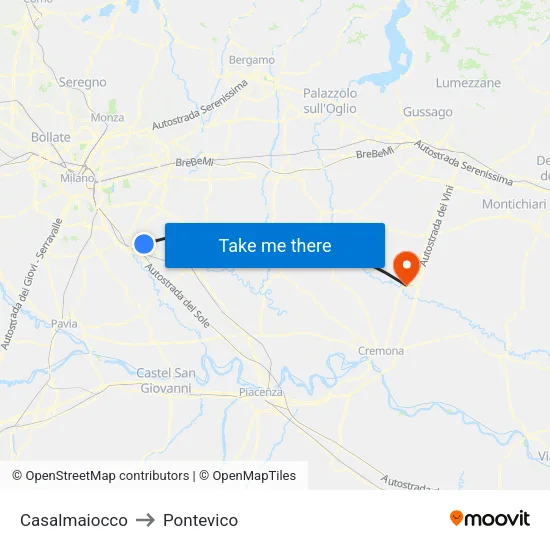 Casalmaiocco to Pontevico map