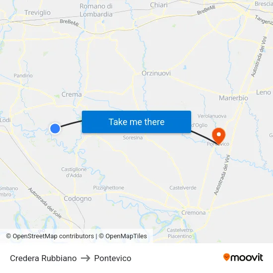 Credera Rubbiano to Pontevico map