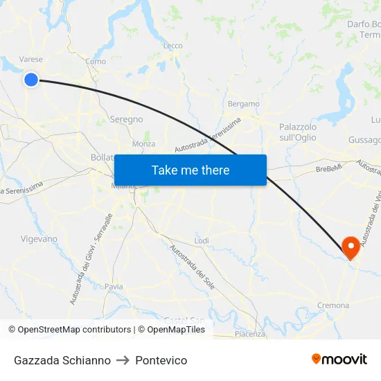 Gazzada Schianno to Pontevico map