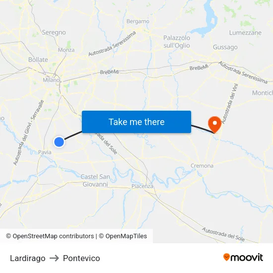Lardirago to Pontevico map