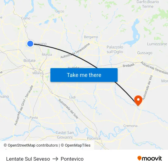 Lentate Sul Seveso to Pontevico map