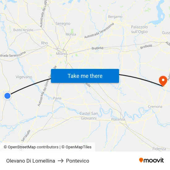 Olevano Di Lomellina to Pontevico map