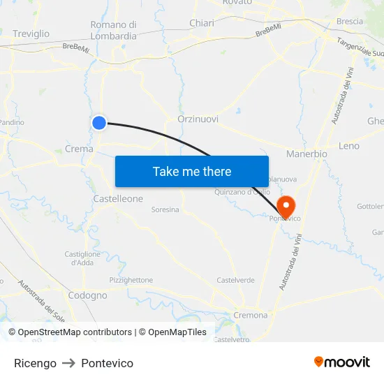 Ricengo to Pontevico map