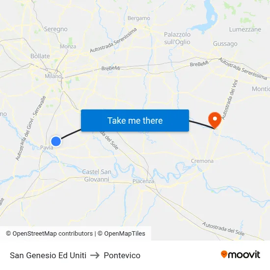 San Genesio Ed Uniti to Pontevico map