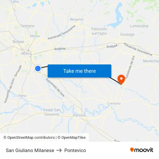 San Giuliano Milanese to Pontevico map