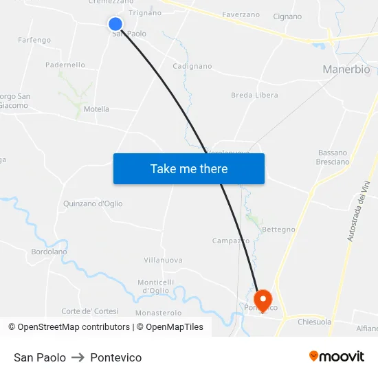 San Paolo to Pontevico map