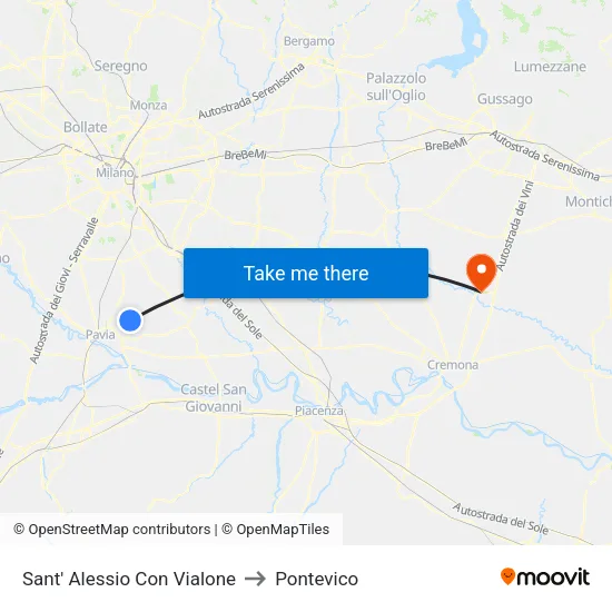 Sant' Alessio Con Vialone to Pontevico map