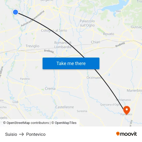 Suisio to Pontevico map