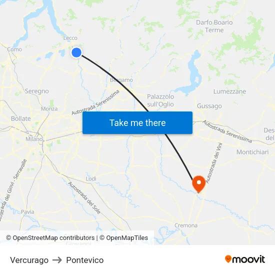 Vercurago to Pontevico map