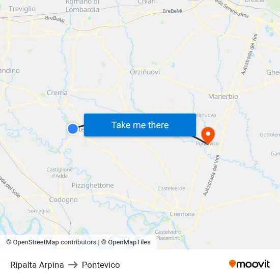 Ripalta Arpina to Pontevico map